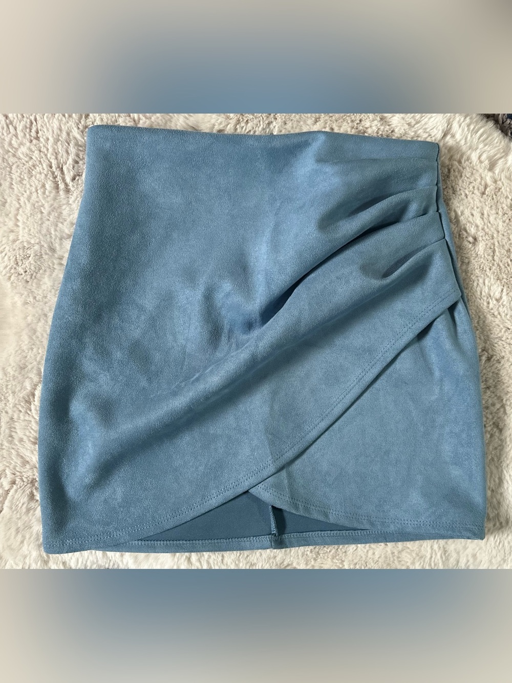 Windsor Dusty Blue Wrap-Front Mini Skirt